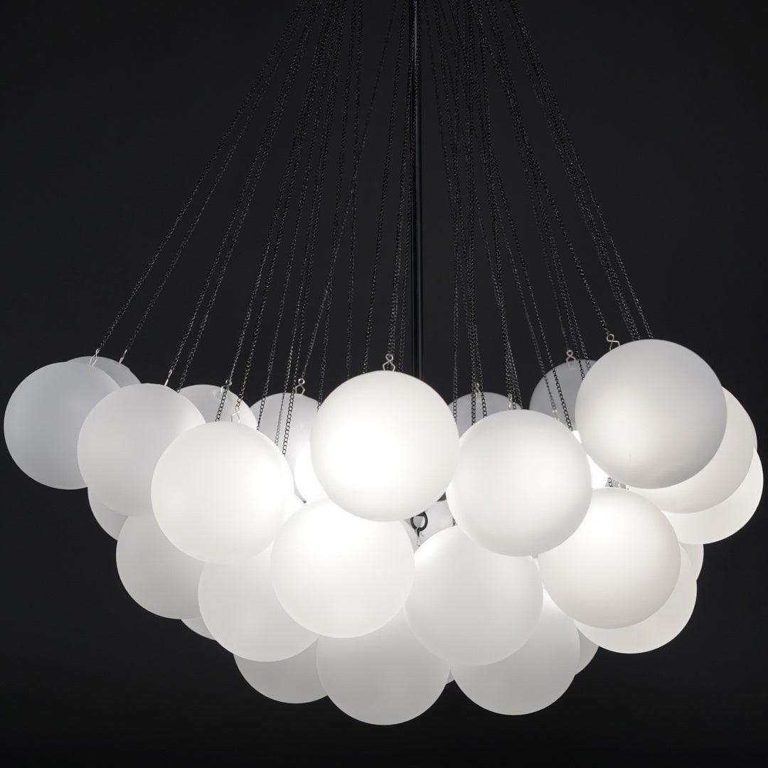 Frosted Glass Orb Chandelier 15.8 in x 33.5 in Indoor Ceiling Light 19-73 Heads Adjustable Modern Dining Room Living Room Pendant Fixture | Thomler
