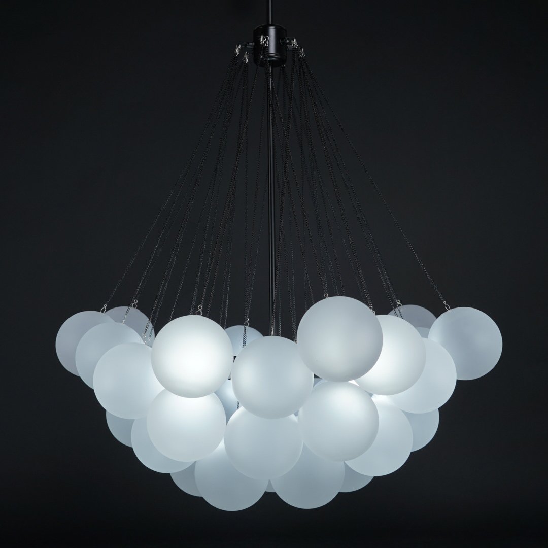 Pendant Light Frosted Glass Sphere Cluster Ø 80.0 cm Gold Dining Room Kitchen Island Cloud Chandelier Hanging Ceiling Light | Thomler