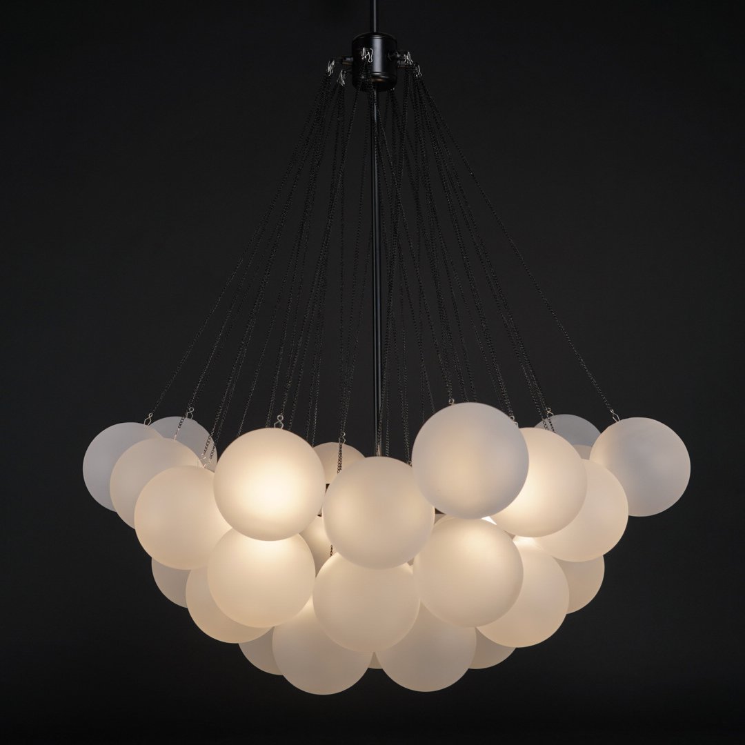 Pendant Light Frosted Glass Sphere Cluster Ø 80.0 cm Gold Dining Room Kitchen Island Cloud Chandelier Hanging Ceiling Light | Thomler