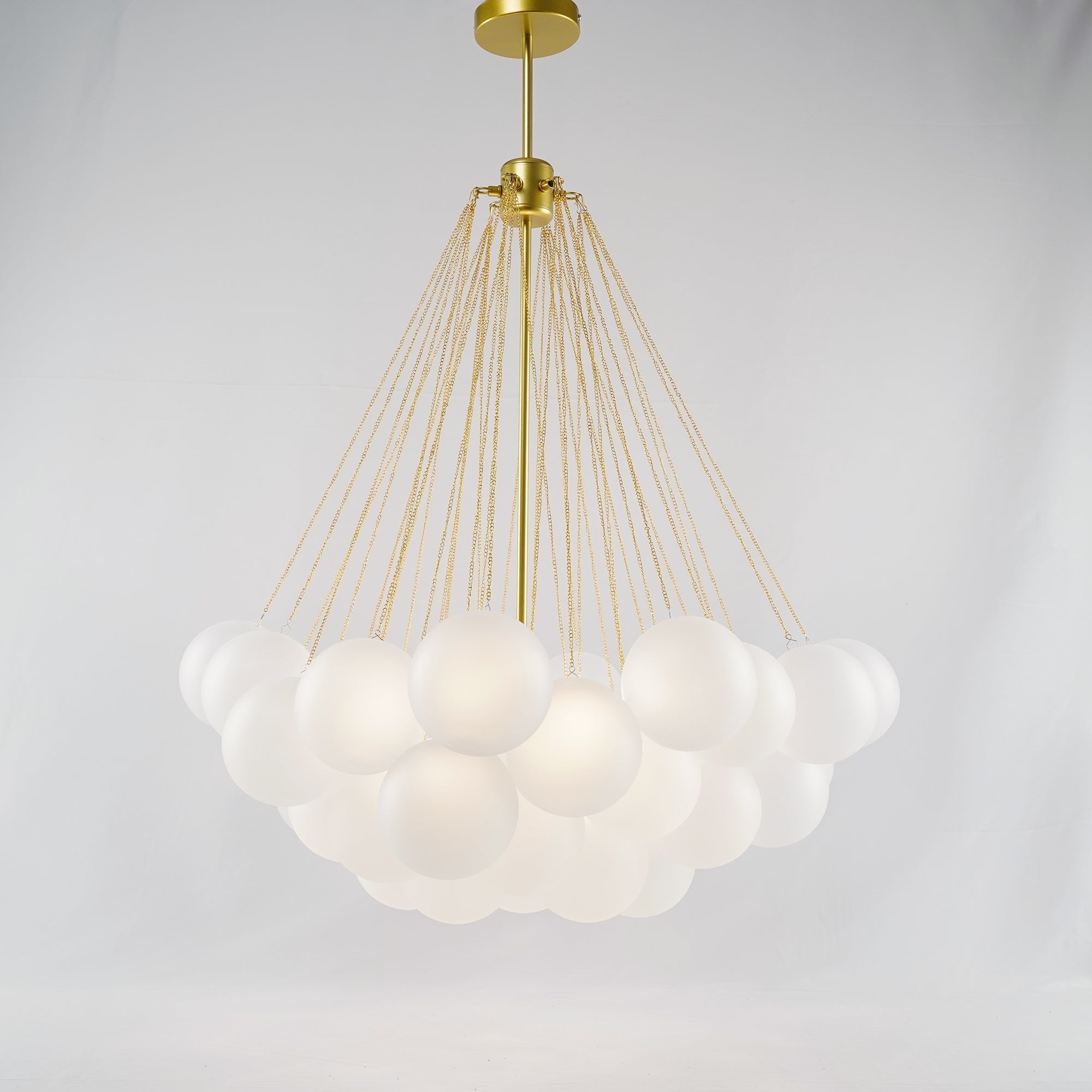 Pendant Light Frosted Glass Sphere Cluster Ø 80.0 cm Gold Dining Room Kitchen Island Cloud Chandelier Hanging Ceiling Light | Thomler