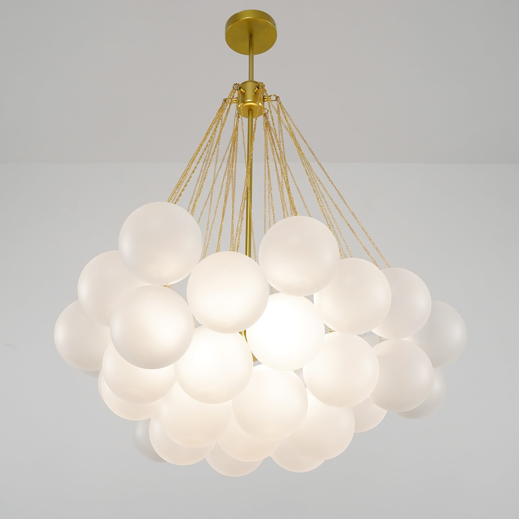 Pendant Light Frosted Glass Sphere Cluster Ø 80.0 cm Gold Dining Room Kitchen Island Cloud Chandelier Hanging Ceiling Light | Thomler