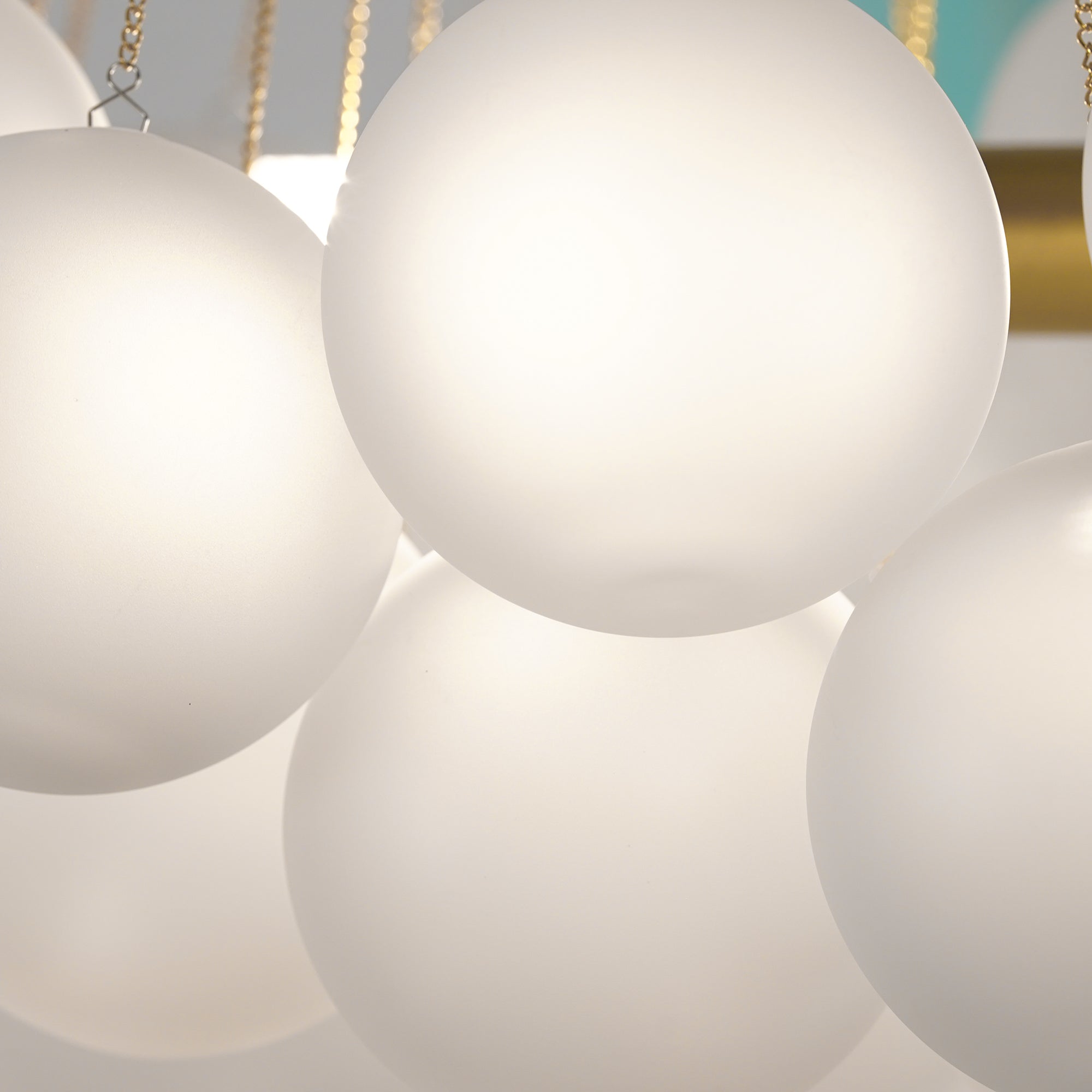 Pendant Light Frosted Glass Sphere Cluster Ø 80.0 cm Gold Dining Room Kitchen Island Cloud Chandelier Hanging Ceiling Light | Thomler