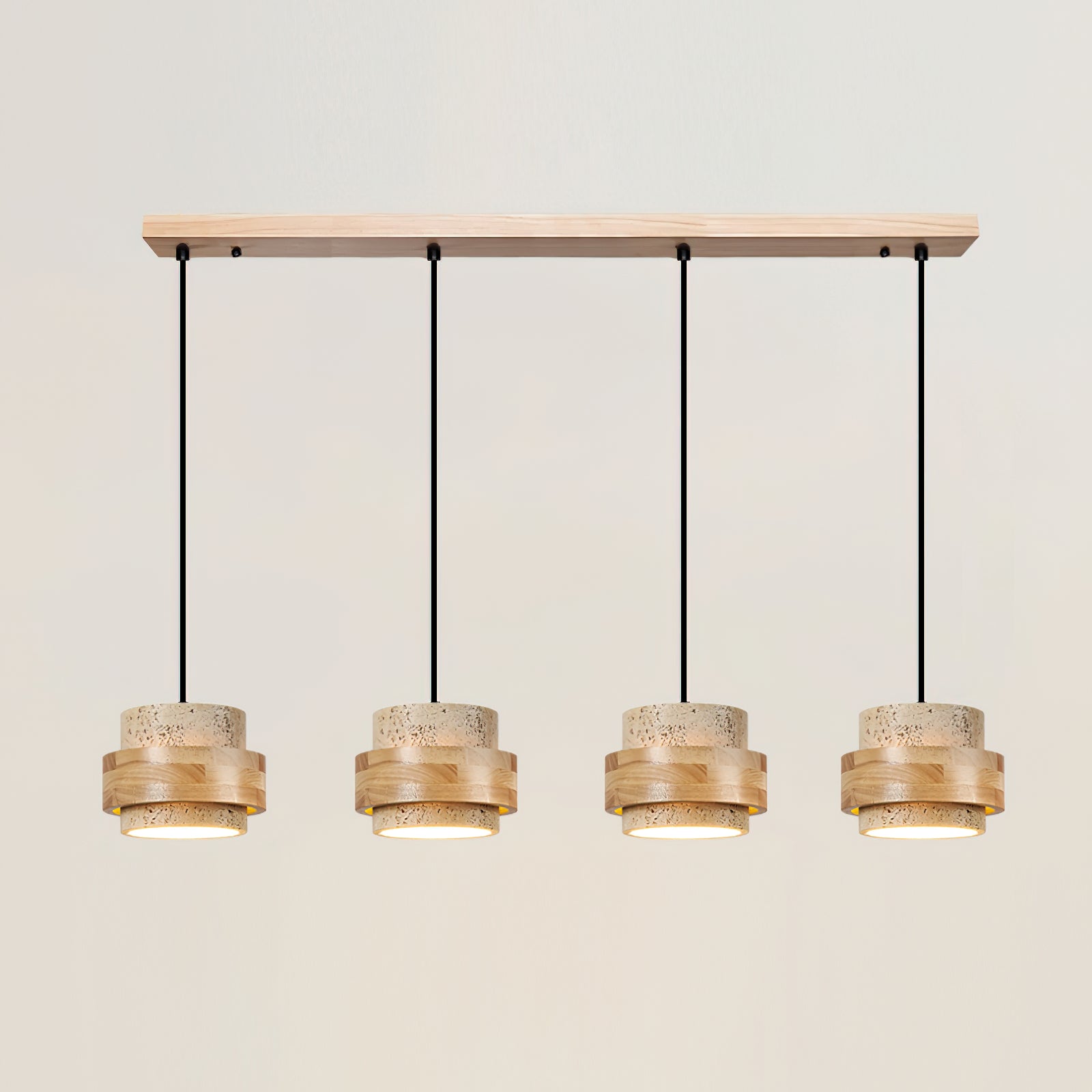 Pendant Light Travertine Stone Shade 6.7 in Ambient Walnut Wood Dining Room Kitchen Island Hanging Lamp | Thomler