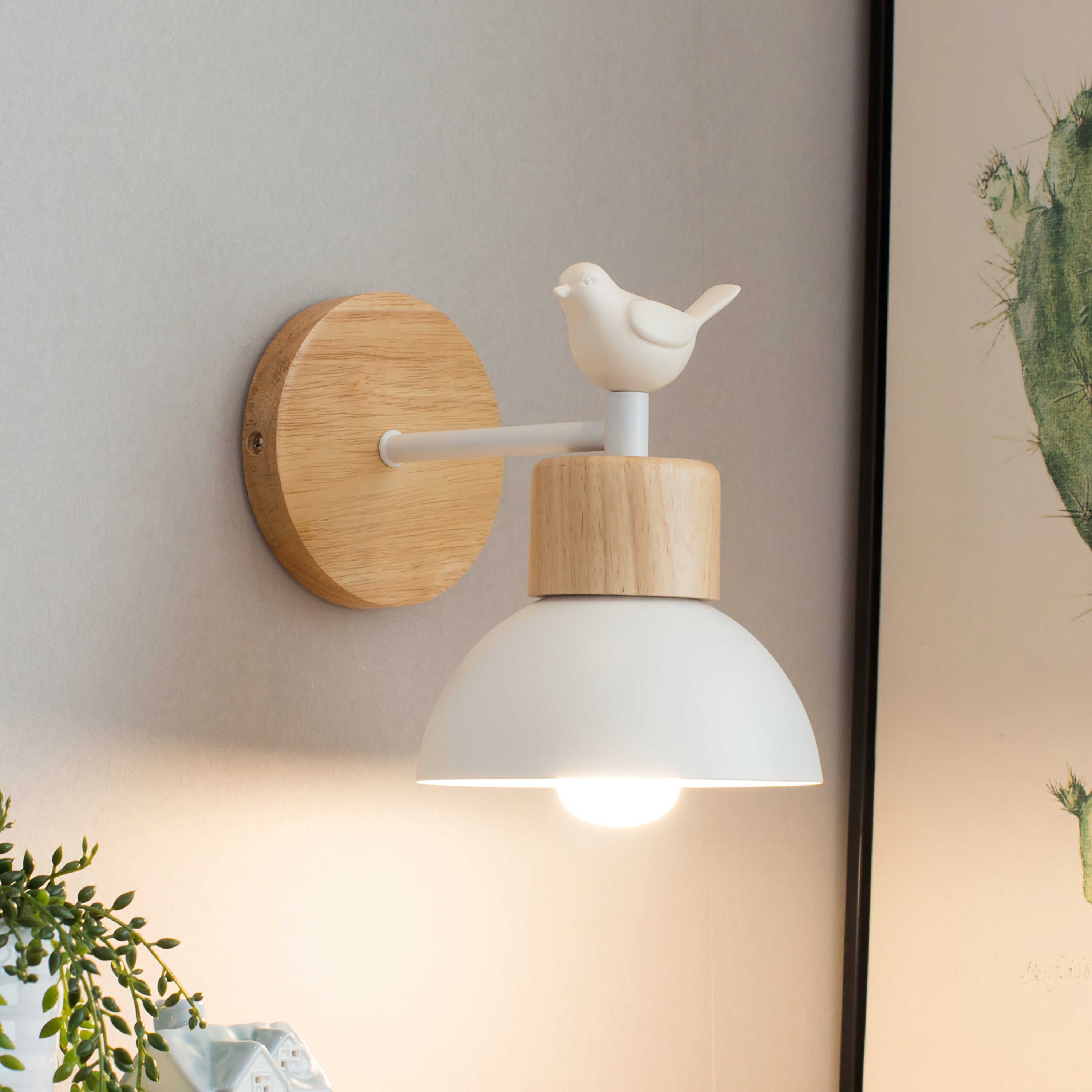 Wall Lamp Metal Wood 5.9 in x 7.5 in Indoor Decorative LED Bedside Reading Light | Thomler
