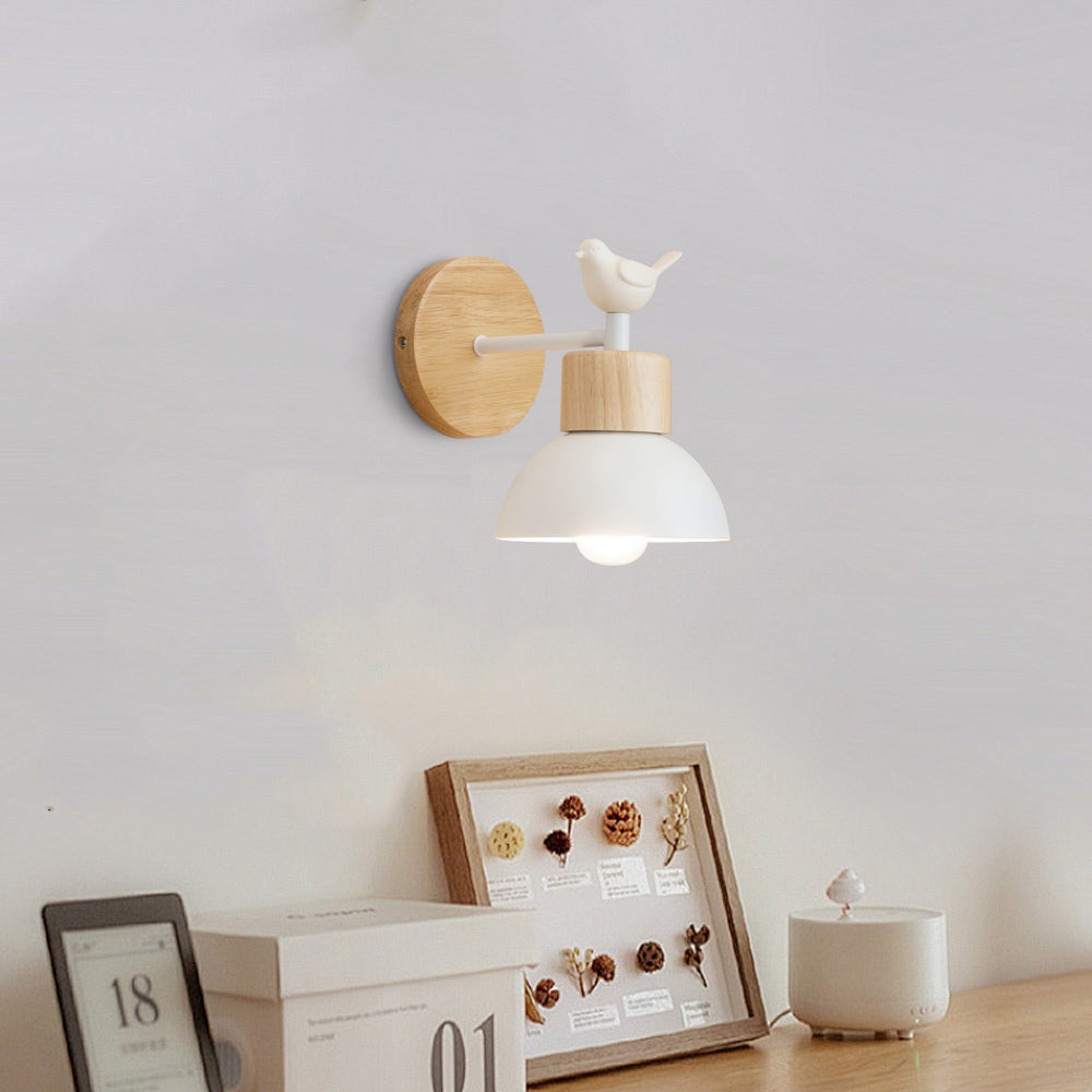 Wall Lamp Metal Wood 5.9 in x 7.5 in Indoor Decorative LED Bedside Reading Light | Thomler