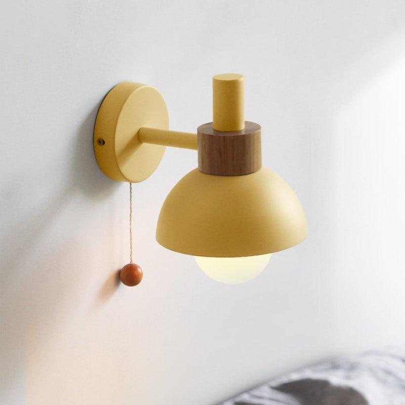 Wall Lamp Aluminium Wood E26 15.0 cm Pastel Bedroom Hallway Scandinavian Pull Switch Lighting | Thomler