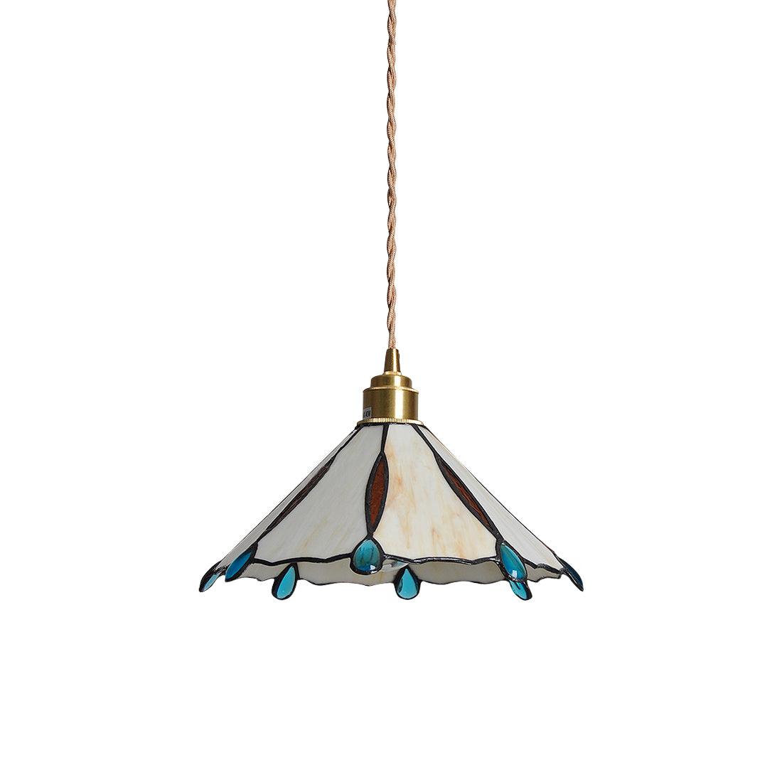 Pendant Light Stained Glass Cone 10.6 in Adjustable Kitchen Dining Room Hanging Lamp | Thomler