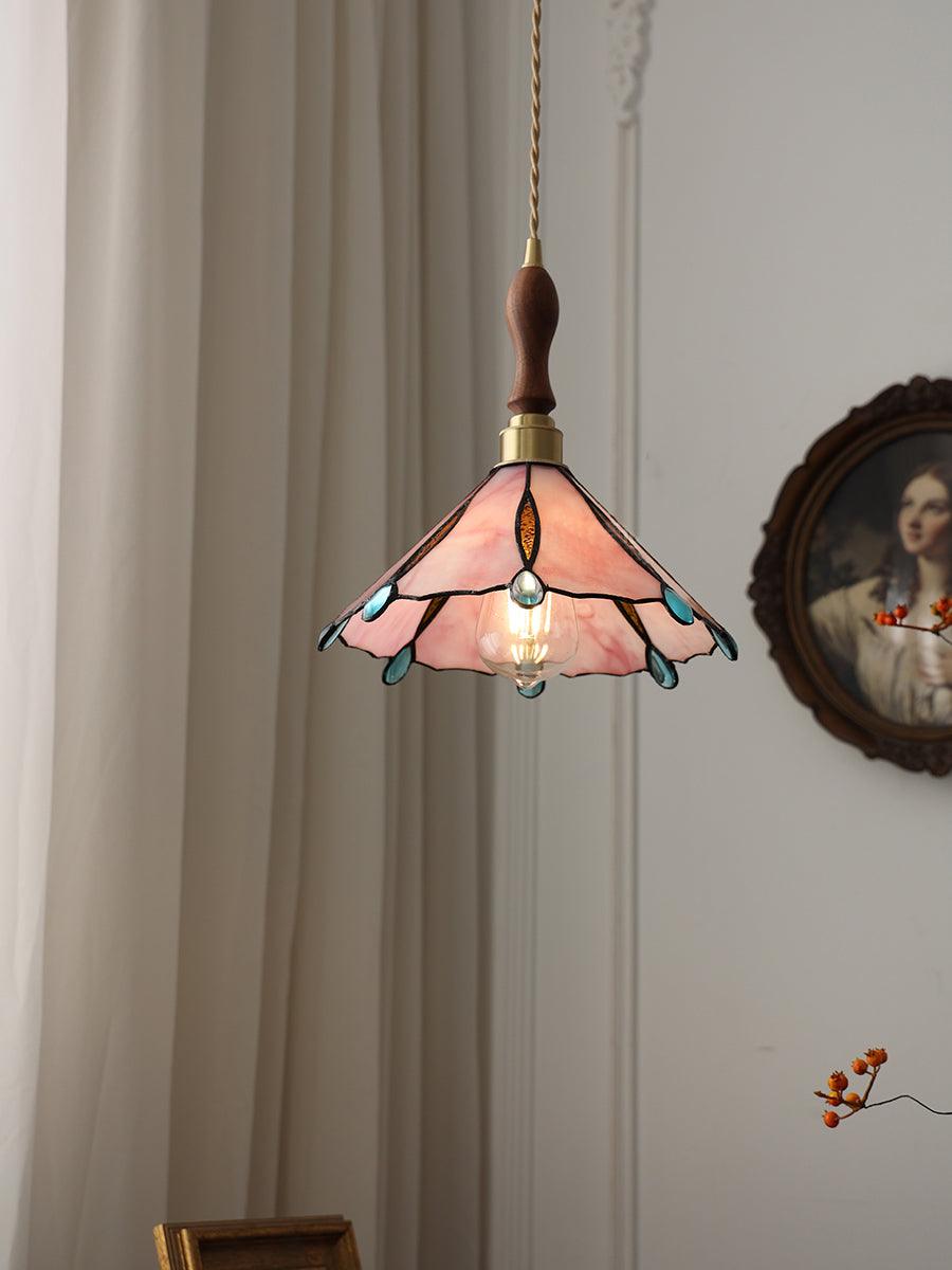 Pendant Light Stained Glass Cone 10.6 in Adjustable Kitchen Dining Room Hanging Lamp | Thomler