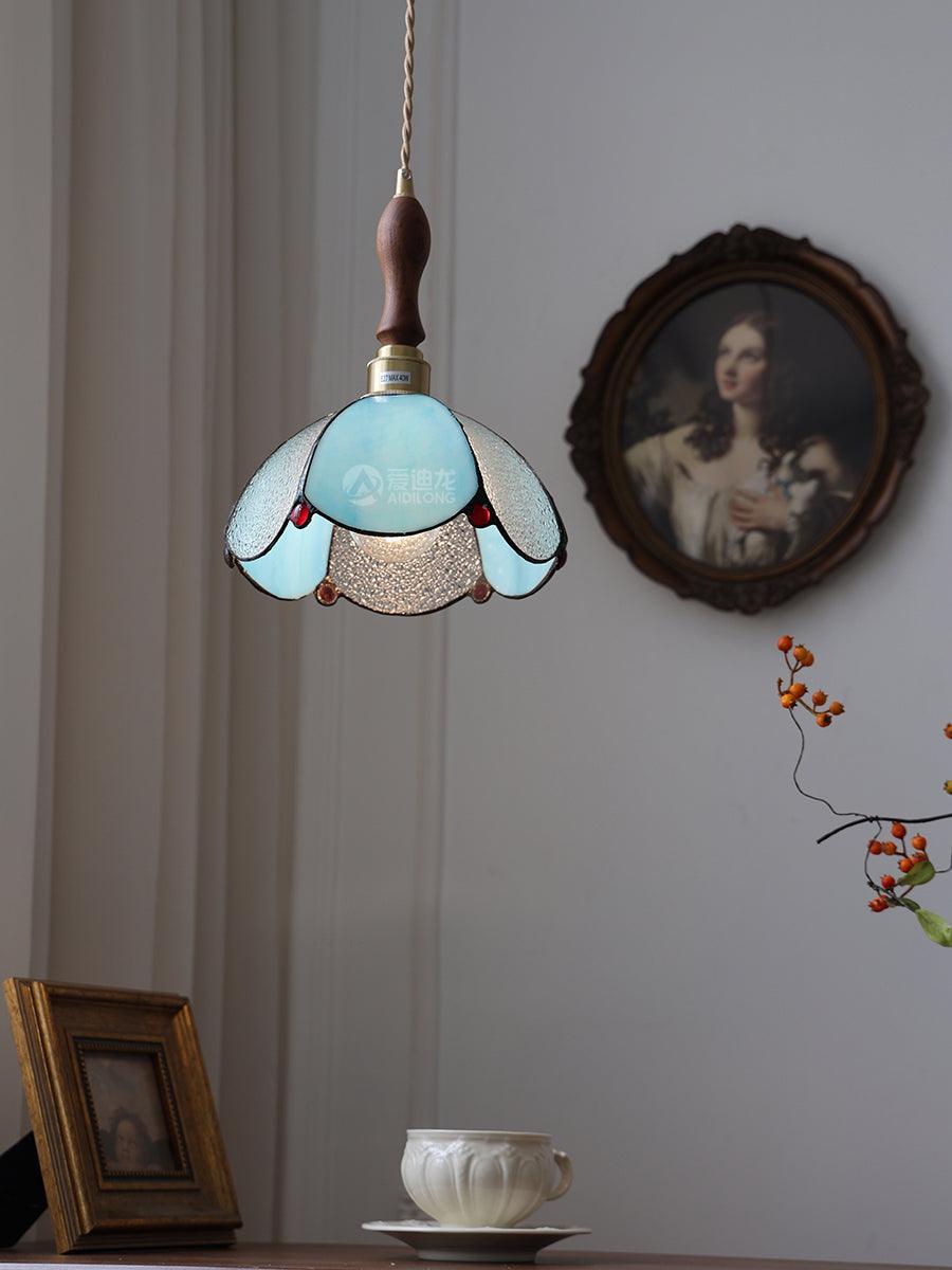 Pendant Light Stained Glass Cone 10.6 in Adjustable Kitchen Dining Room Hanging Lamp | Thomler