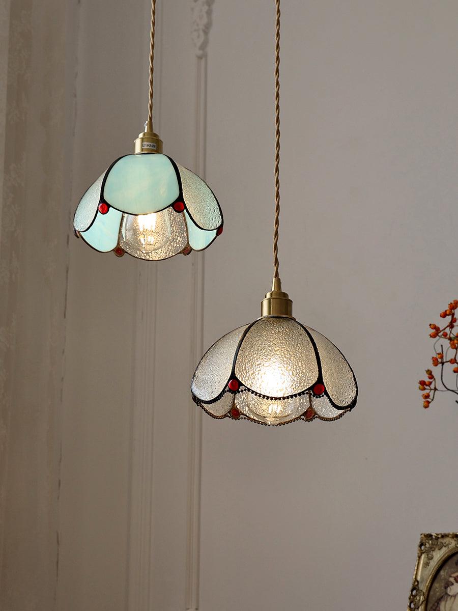 Pendant Light Stained Glass Cone 10.6 in Adjustable Kitchen Dining Room Hanging Lamp | Thomler