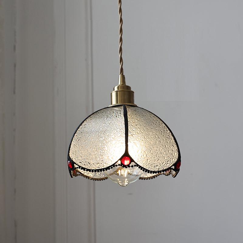 Pendant Light Stained Glass Cone 10.6 in Adjustable Kitchen Dining Room Hanging Lamp | Thomler