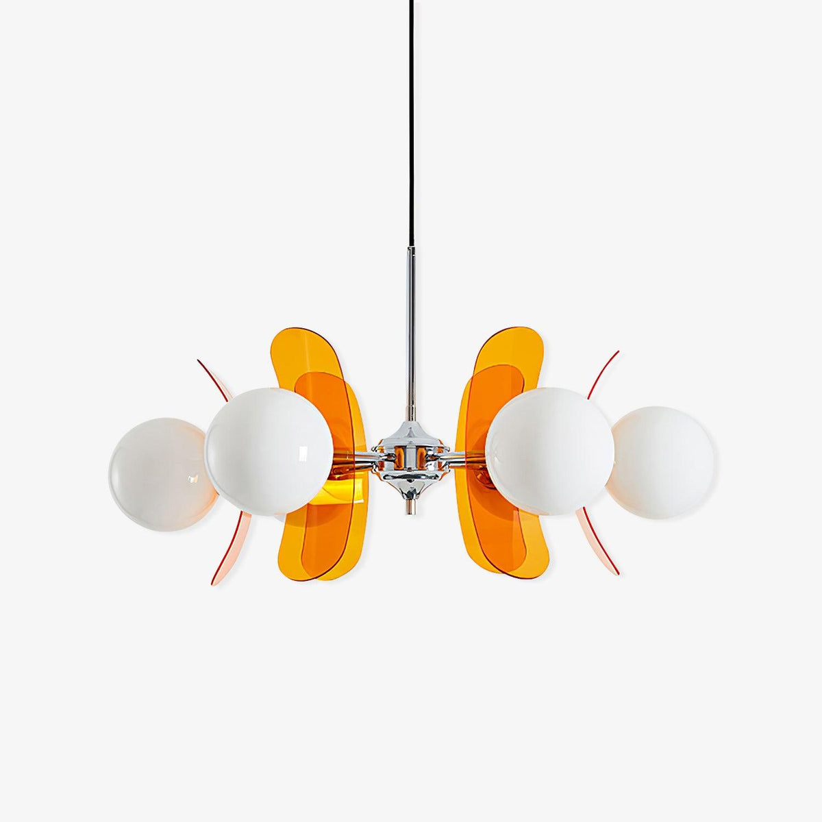 Floral Glass Pendant Light Chrome Accents Multi-Bulb Chandelier for Bedroom Office Dining Room Modern Ceiling Lighting Adjustable 59 in | Thomler