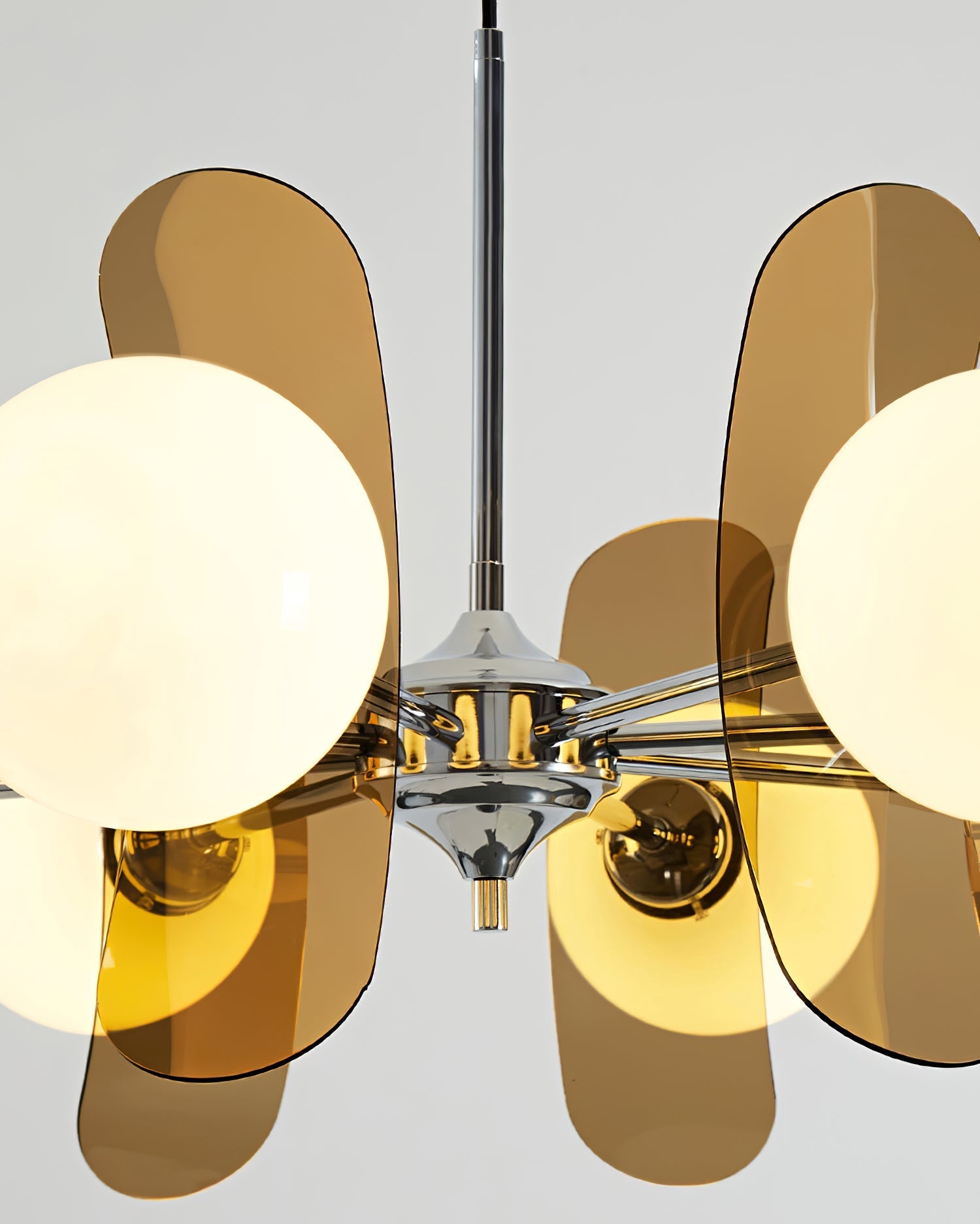Pendant Light Chrome Glass 60.0 cm Orange Dining Room Sputnik Ceiling Fixture Modern Hanging Lamp | Thomler