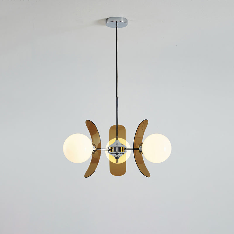 Pendant Light Chrome Glass 60.0 cm Orange Dining Room Sputnik Ceiling Fixture Modern Hanging Lamp | Thomler