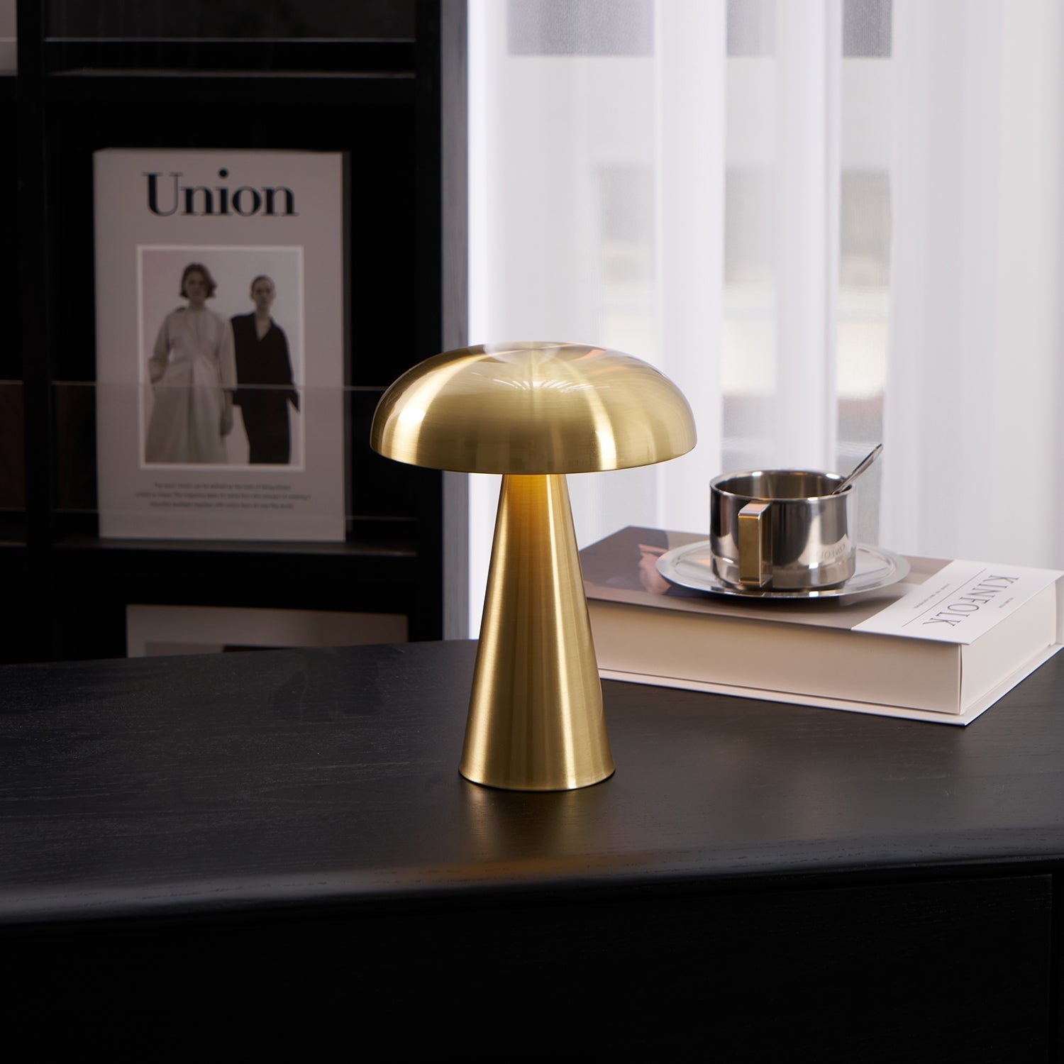 Table Lamp Aluminum 6.1 in x 8.2 in Mushroom Shade Gold Gray Blue Black Red Copper Brown USB Desk Light | Thomler