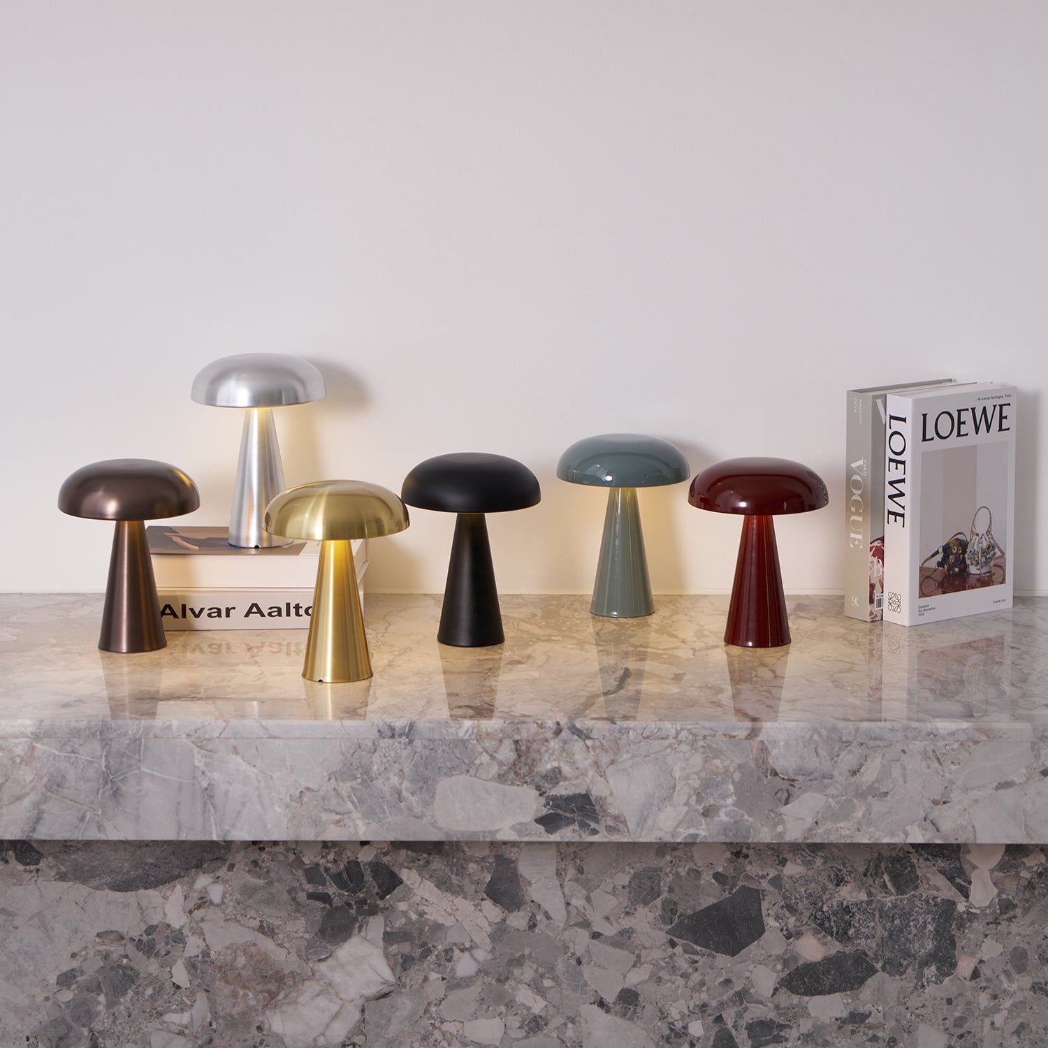 Table Lamp Aluminum 6.1 in x 8.2 in Mushroom Shade Gold Gray Blue Black Red Copper Brown USB Desk Light | Thomler