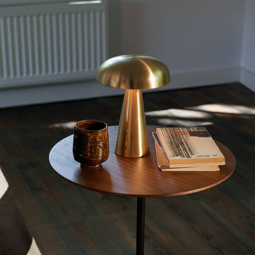 Table Lamp Aluminum 6.1 in x 8.2 in Mushroom Shade Gold Gray Blue Black Red Copper Brown USB Desk Light | Thomler