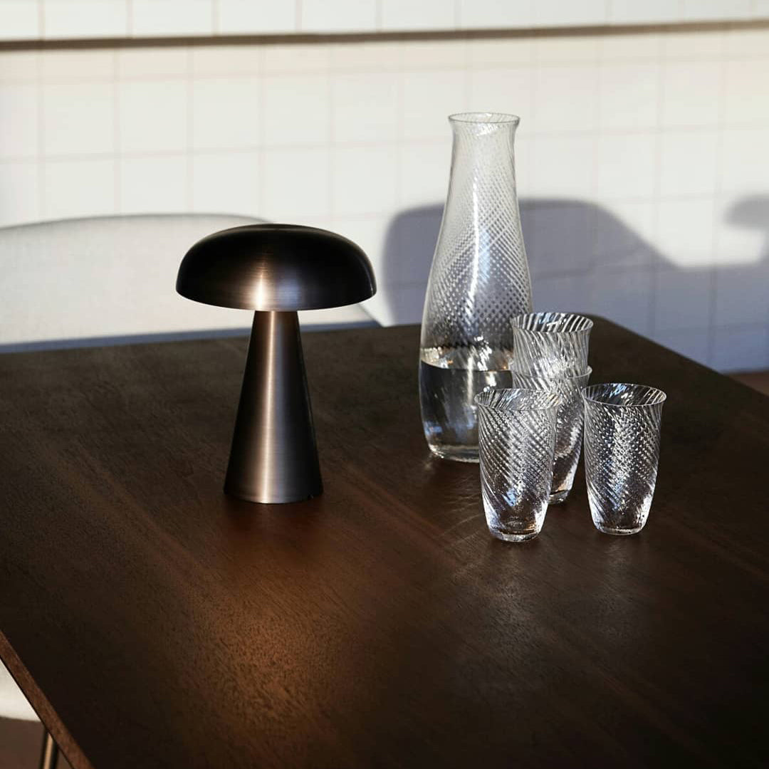 Table Lamp Aluminum 6.1 in x 8.2 in Mushroom Shade Gold Gray Blue Black Red Copper Brown USB Desk Light | Thomler