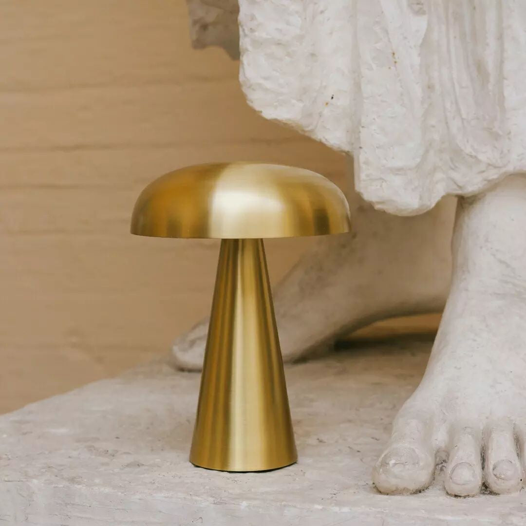 Table Lamp Aluminum 6.1 in x 8.2 in Mushroom Shade Gold Gray Blue Black Red Copper Brown USB Desk Light | Thomler
