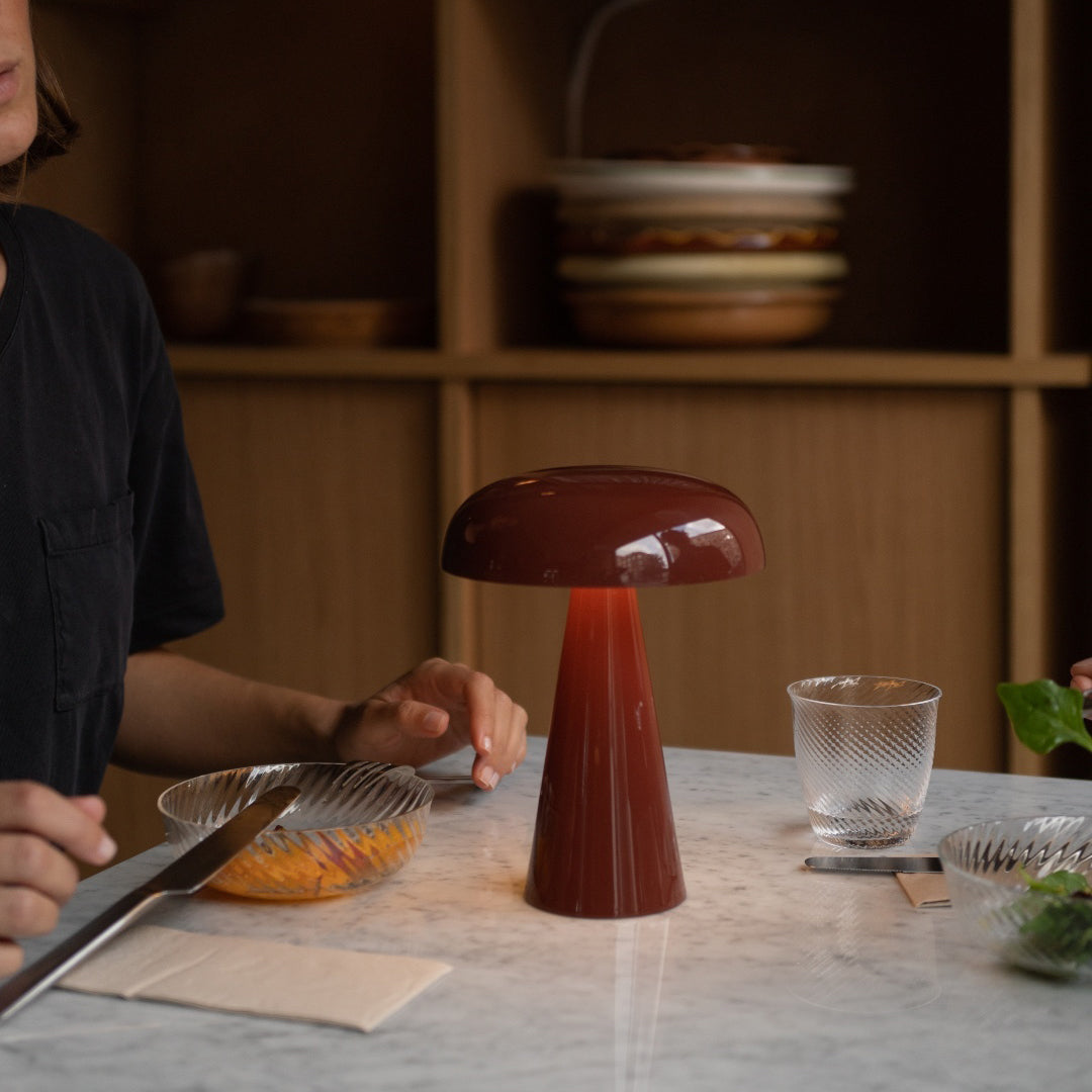 Table Lamp Aluminum 6.1 in x 8.2 in Mushroom Shade Gold Gray Blue Black Red Copper Brown USB Desk Light | Thomler