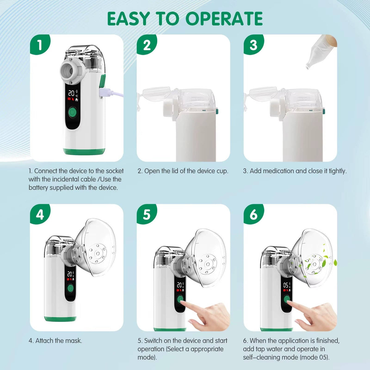 Handheld Steam Nebulizer for Respiratory Relief – USB Powered Personal Breathing Device with Ultra-Fine Vapor Output & Timer Modes | Thomler