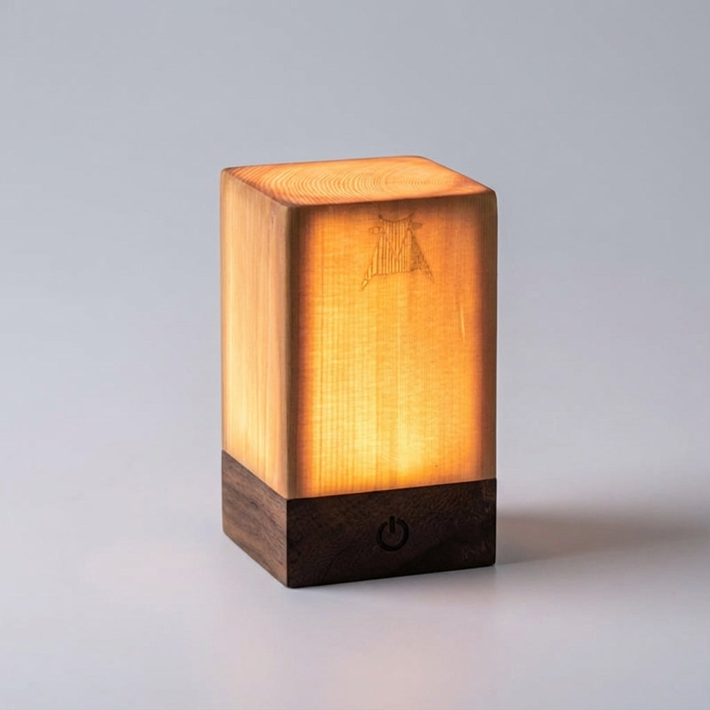 Table Lamp Wood Look Rechargeable LED Natural Bedroom Bedside Touch Dimmable Cordless Ambient Night Light Japandi Scandinavian Decor | Thomler