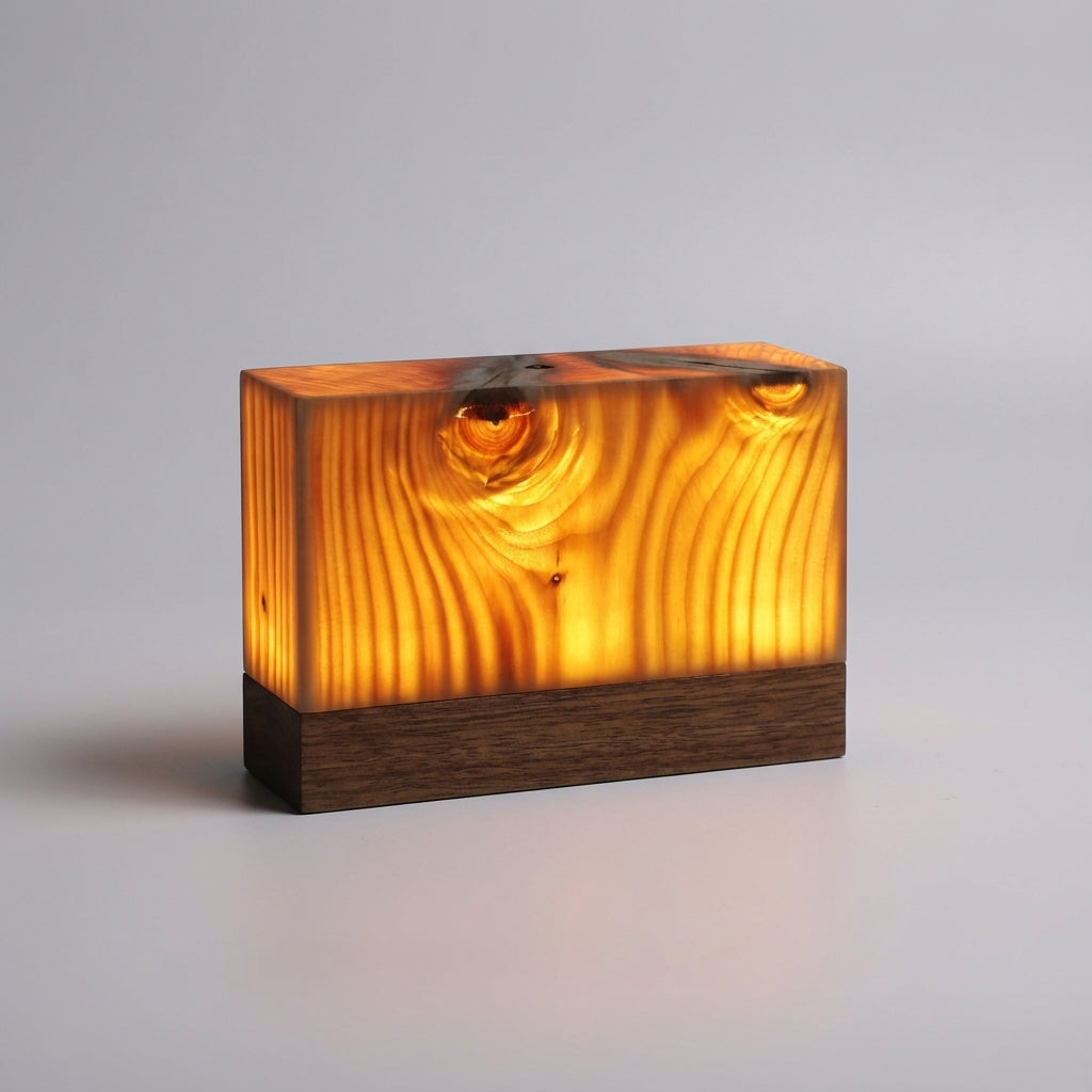 Table Lamp Wood Look Rechargeable LED Natural Bedroom Bedside Touch Dimmable Cordless Ambient Night Light Japandi Scandinavian Decor | Thomler