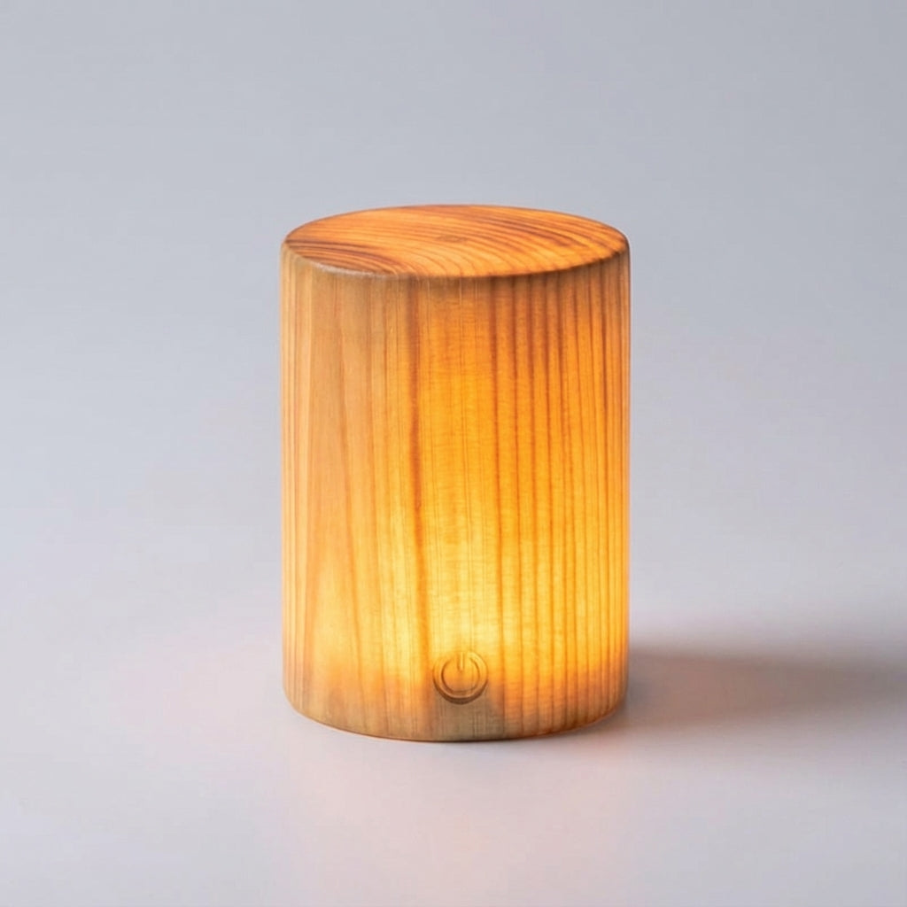 Table Lamp Wood Look Rechargeable LED Natural Bedroom Bedside Touch Dimmable Cordless Ambient Night Light Japandi Scandinavian Decor | Thomler
