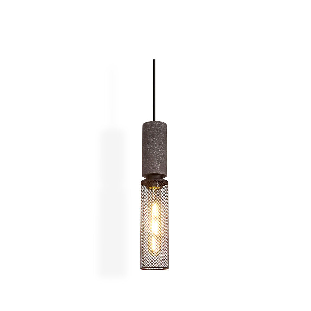 Pendant Light Cement Metal 9.8 in Adjustable Indoor Ceiling Lamp Black Grey Dining Kitchen Bedroom Accent | Thomler