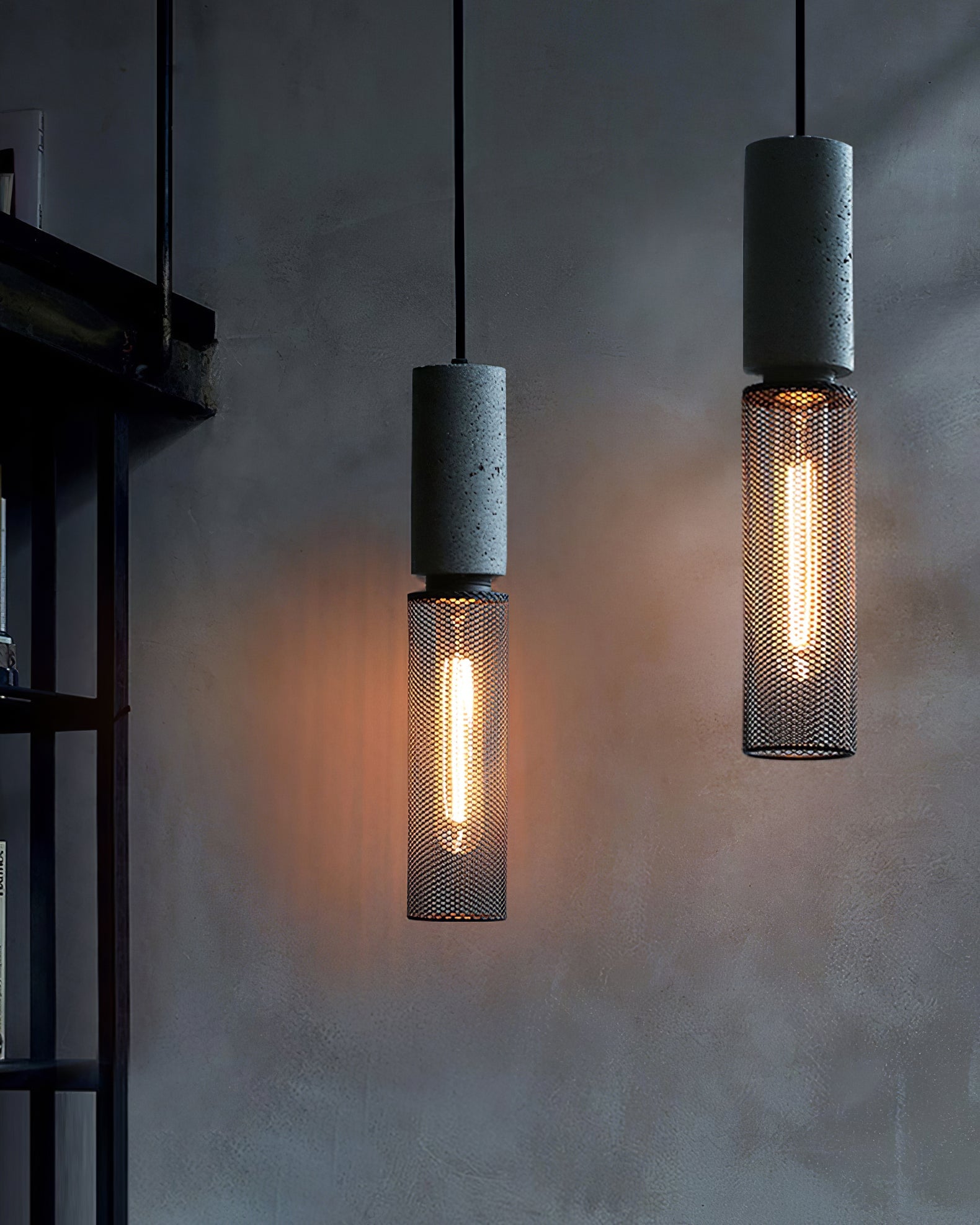 Pendant Light Cement Metal 9.8 in Adjustable Indoor Ceiling Lamp Black Grey Dining Kitchen Bedroom Accent | Thomler