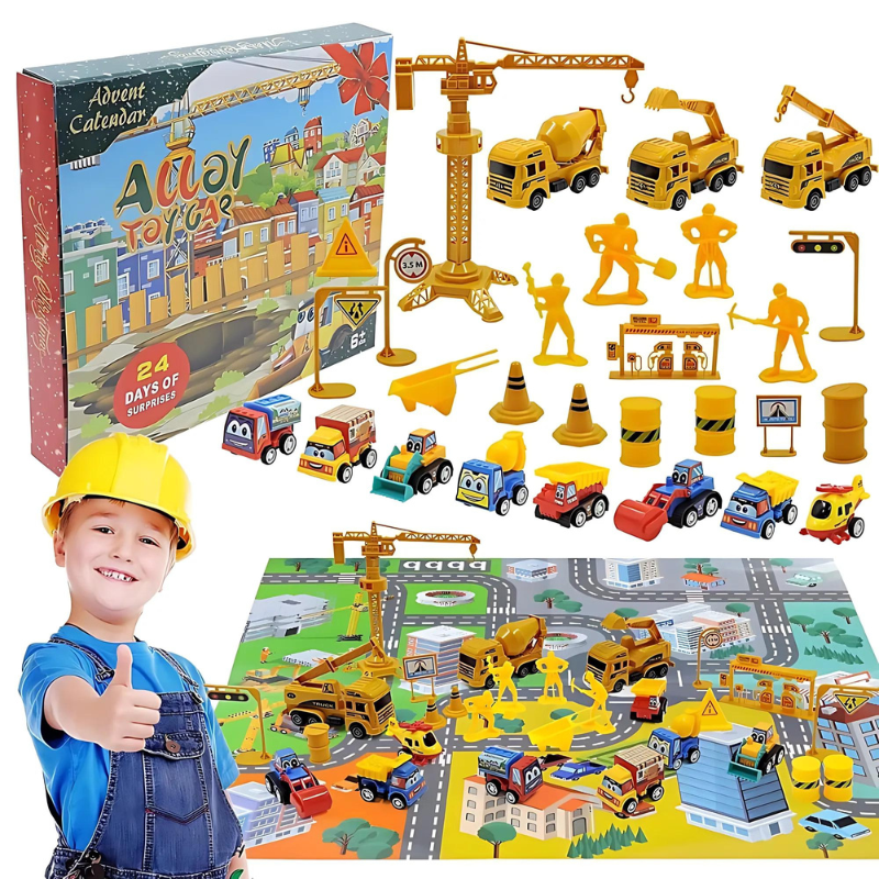 Advent Calendar Toy Car 24-Piece 25.0 cm Christmas Countdown Children Daily Surprises Mini Vehicles Play Set | Thomler