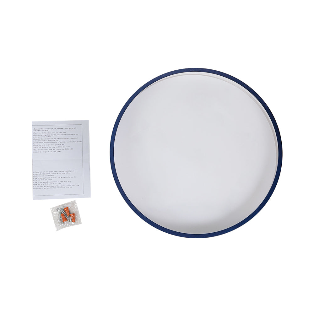 Ceiling Light Metal Acrylic 40.0 cm Navy Blue Brass Living Room Dimmable LED Semi Flush Mount Fixture | Thomler
