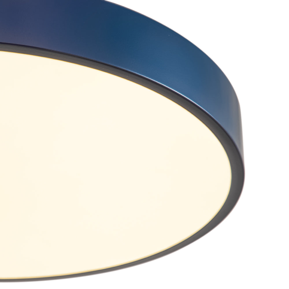 Ceiling Light Metal Acrylic 40.0 cm Navy Blue Brass Living Room Dimmable LED Semi Flush Mount Fixture | Thomler