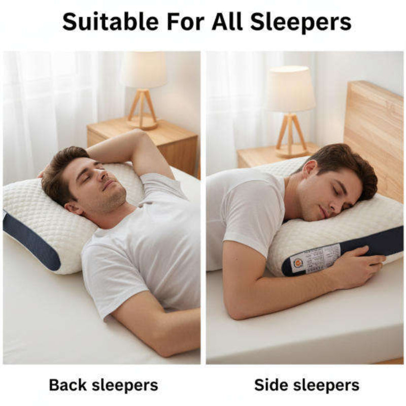 Contour Memory Foam Pillow for Neck Pain Relief – Ergonomic Sleep Support with Breathable Honeycomb Mesh for Side & Back Sleepers | Thomler