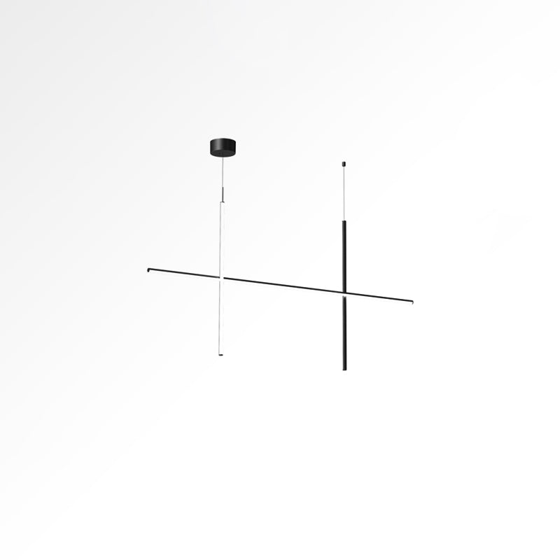 Pendant Light Aluminium Integrated LED 175.0 cm Black Modern Dining Room Linear Chandelier Modular Ceiling Lighting | Thomler