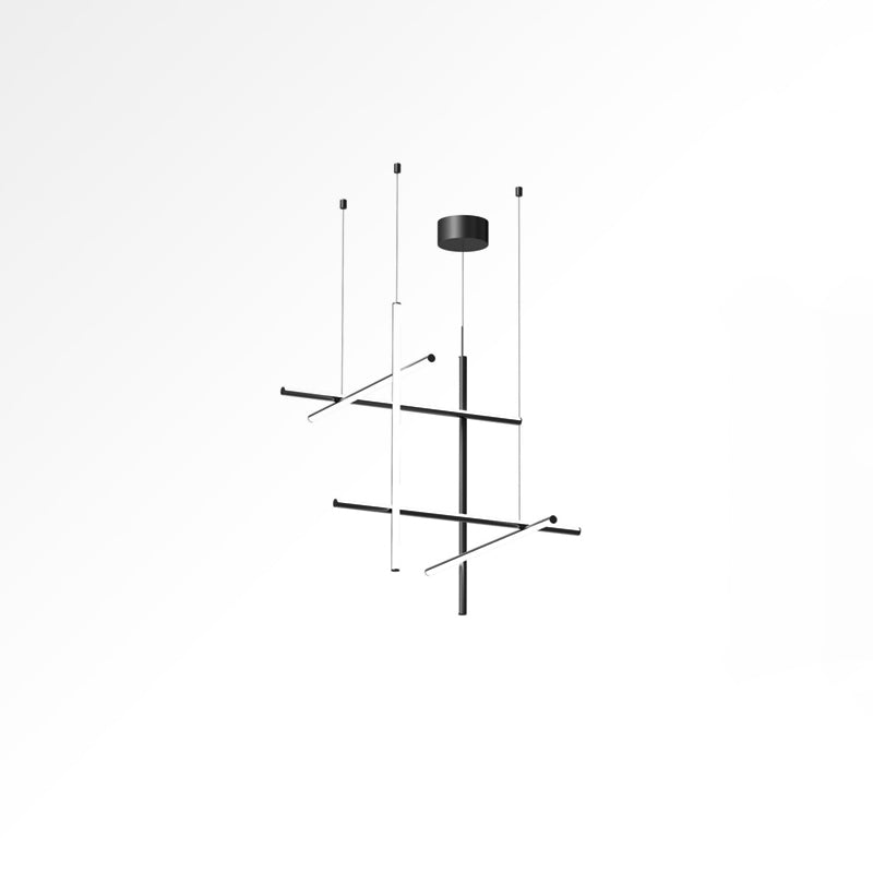 Pendant Light Aluminium Integrated LED 175.0 cm Black Modern Dining Room Linear Chandelier Modular Ceiling Lighting | Thomler