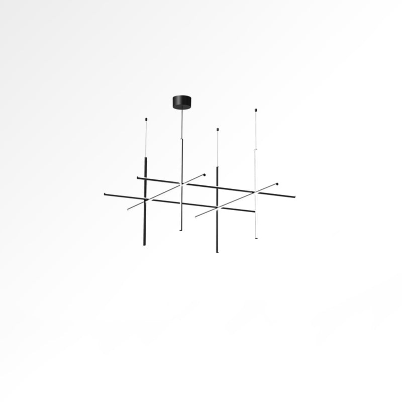 Pendant Light Aluminium Integrated LED 175.0 cm Black Modern Dining Room Linear Chandelier Modular Ceiling Lighting | Thomler