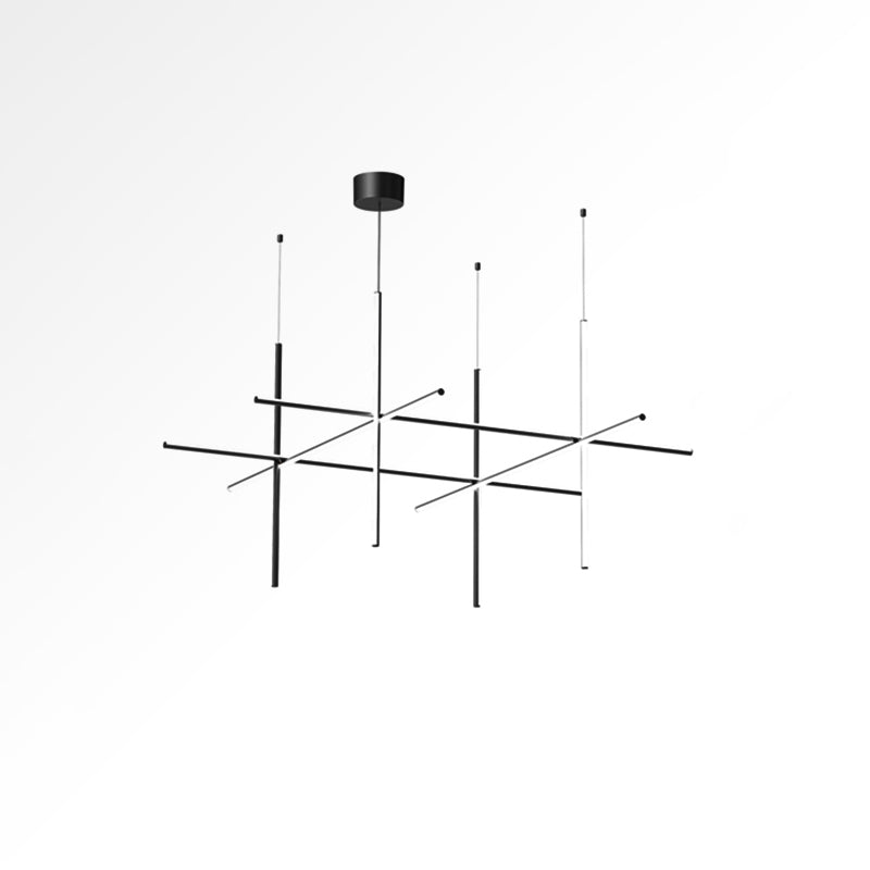 Pendant Light Aluminium Integrated LED 175.0 cm Black Modern Dining Room Linear Chandelier Modular Ceiling Lighting | Thomler