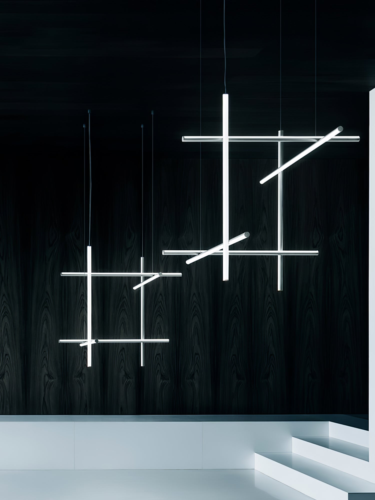Pendant Light Aluminium Integrated LED 175.0 cm Black Modern Dining Room Linear Chandelier Modular Ceiling Lighting | Thomler