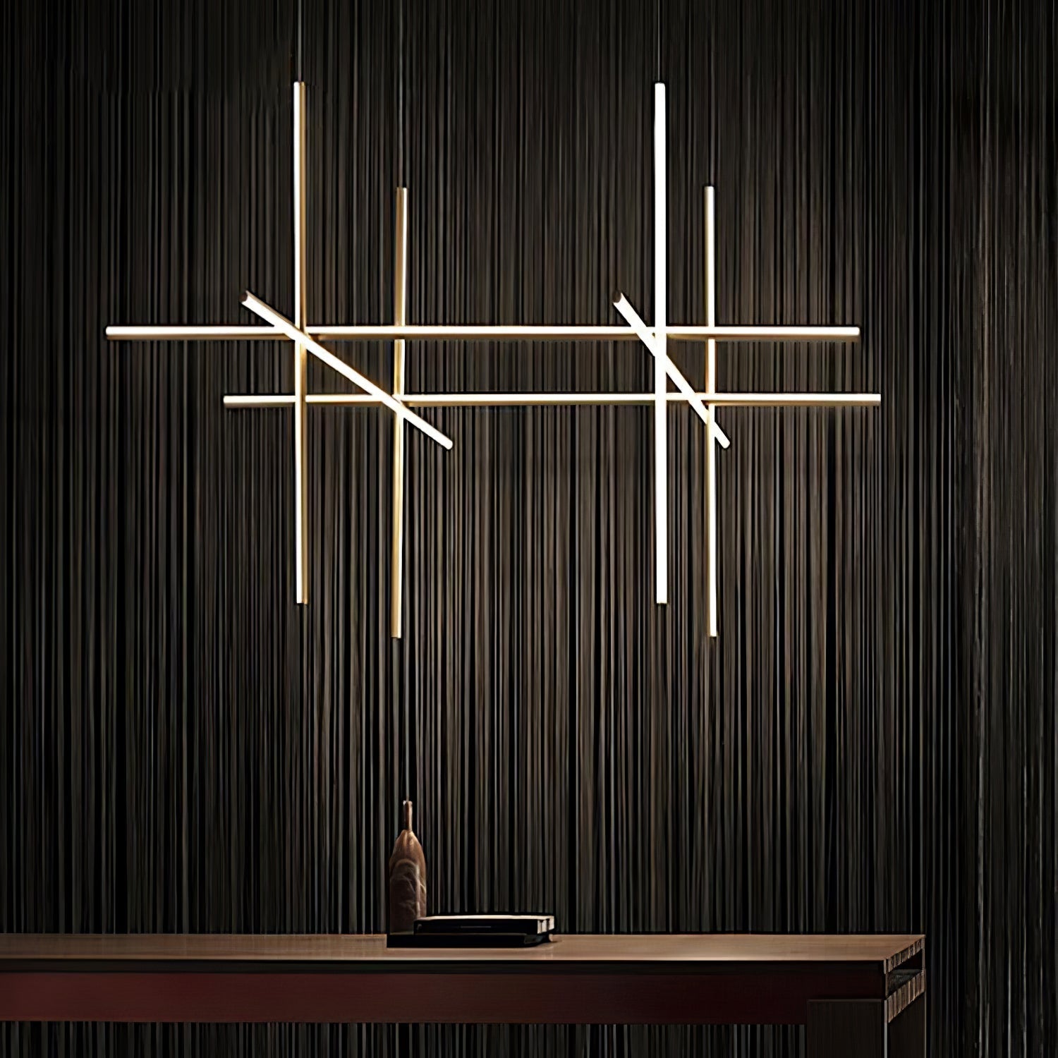 Pendant Light Aluminium Integrated LED 175.0 cm Black Modern Dining Room Linear Chandelier Modular Ceiling Lighting | Thomler