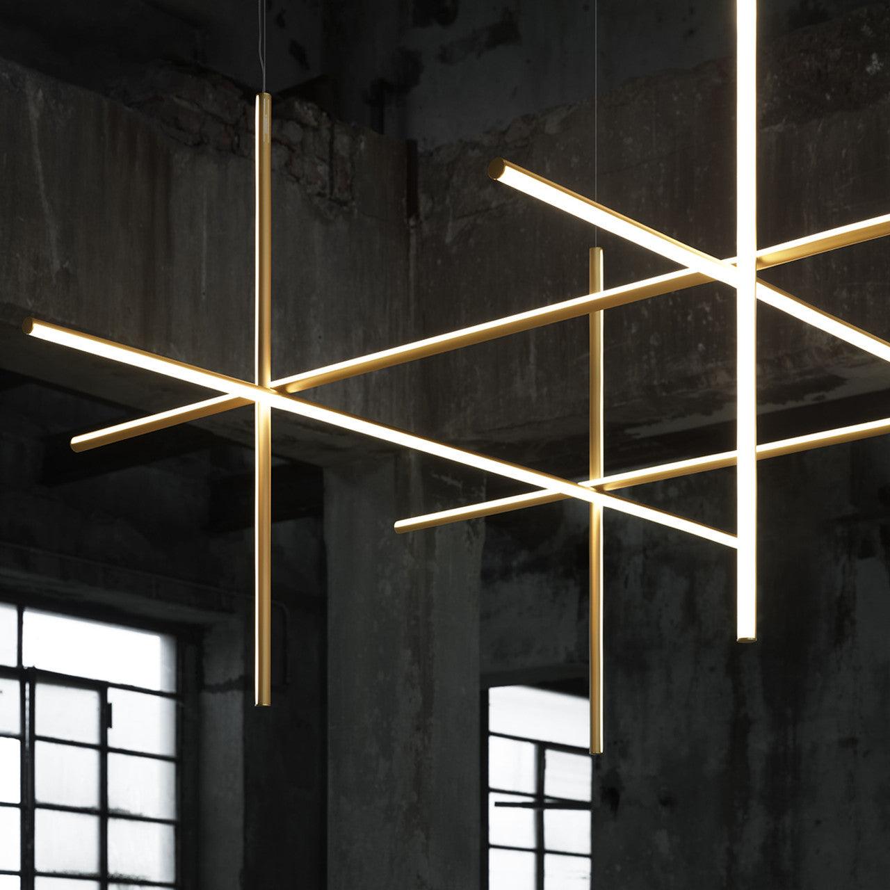 Pendant Light Aluminium Integrated LED 175.0 cm Black Modern Dining Room Linear Chandelier Modular Ceiling Lighting | Thomler