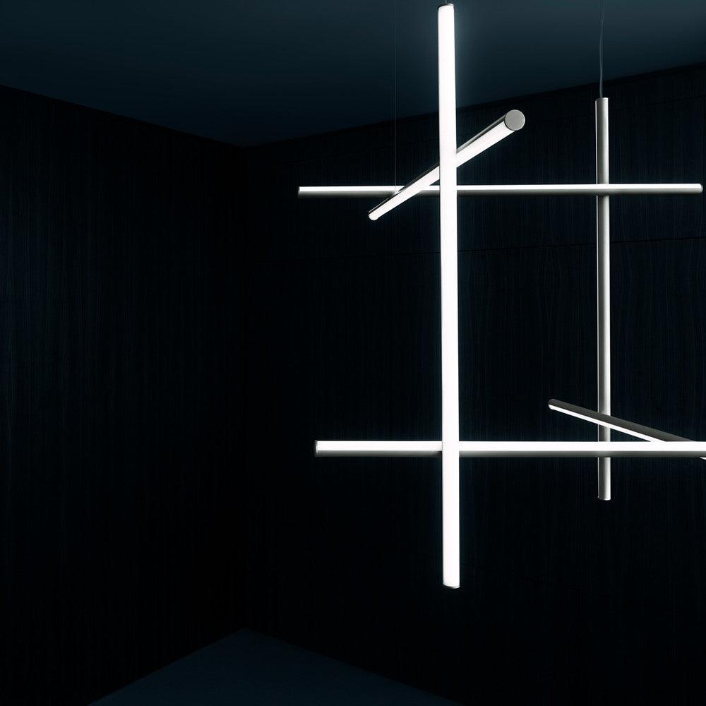 Pendant Light Aluminium Integrated LED 175.0 cm Black Modern Dining Room Linear Chandelier Modular Ceiling Lighting | Thomler