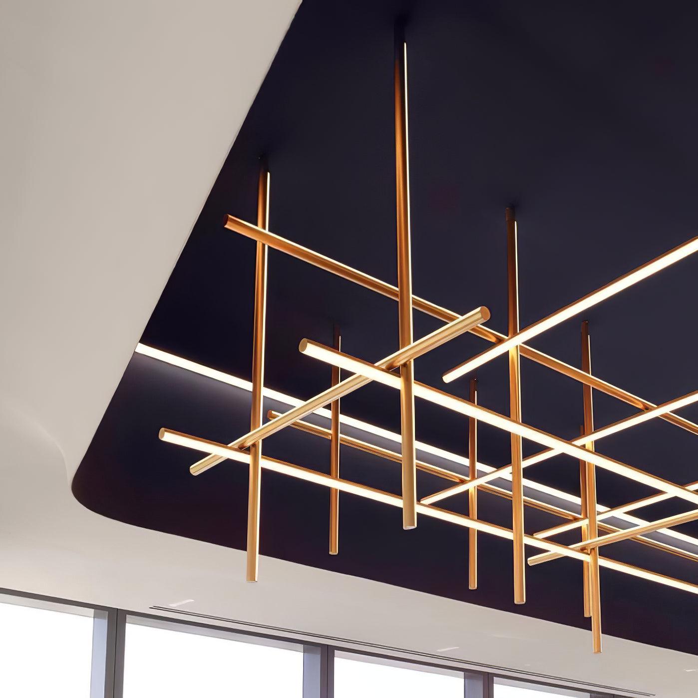 Pendant Light Aluminium Integrated LED 175.0 cm Black Modern Dining Room Linear Chandelier Modular Ceiling Lighting | Thomler