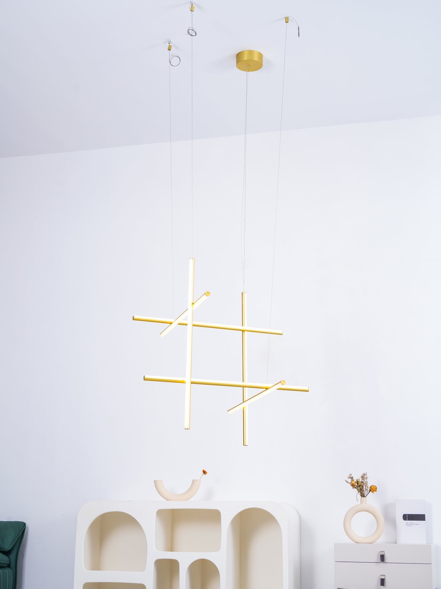 Pendant Light Aluminium Integrated LED 175.0 cm Black Modern Dining Room Linear Chandelier Modular Ceiling Lighting | Thomler