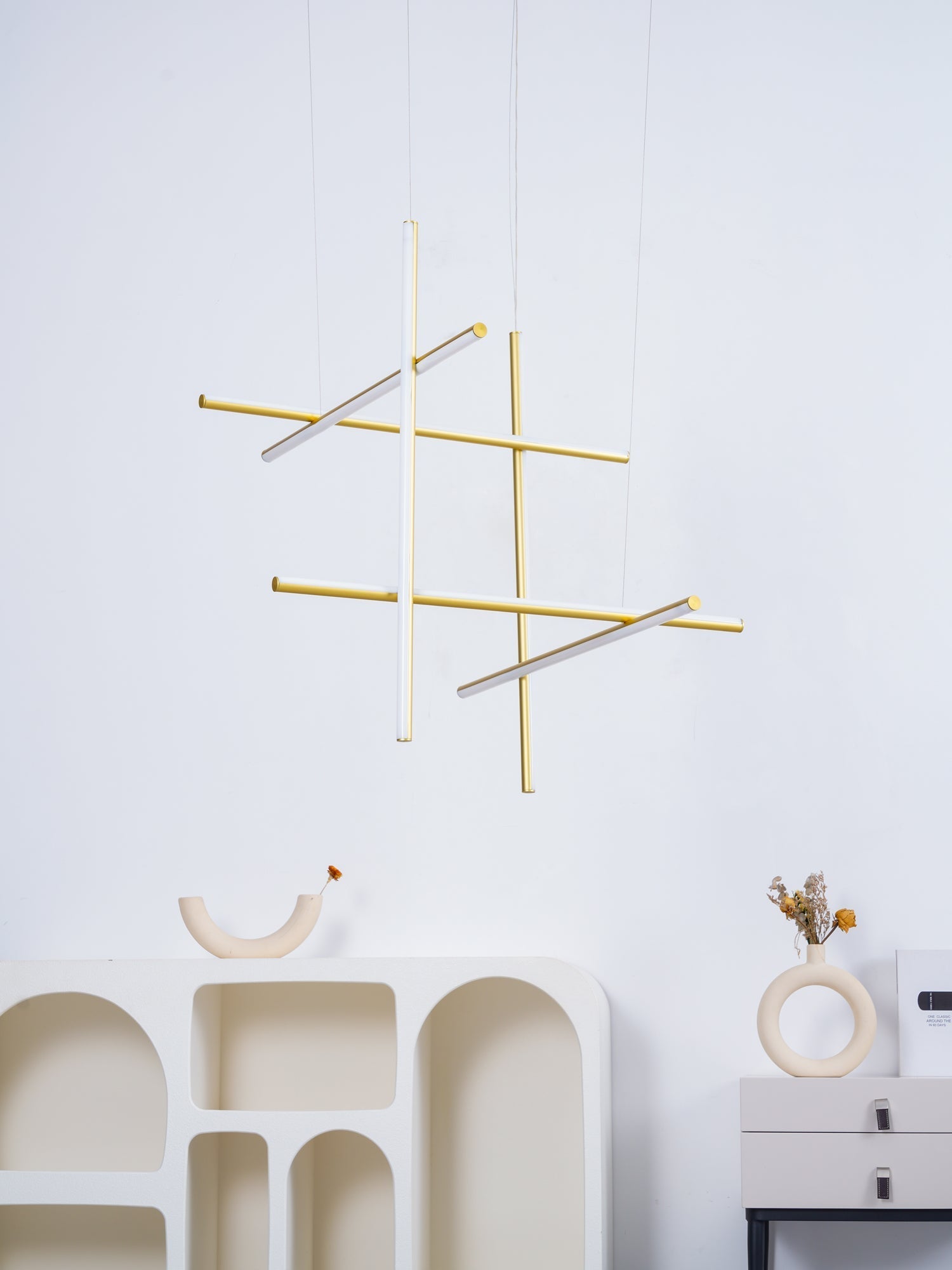 Pendant Light Aluminium Integrated LED 175.0 cm Black Modern Dining Room Linear Chandelier Modular Ceiling Lighting | Thomler