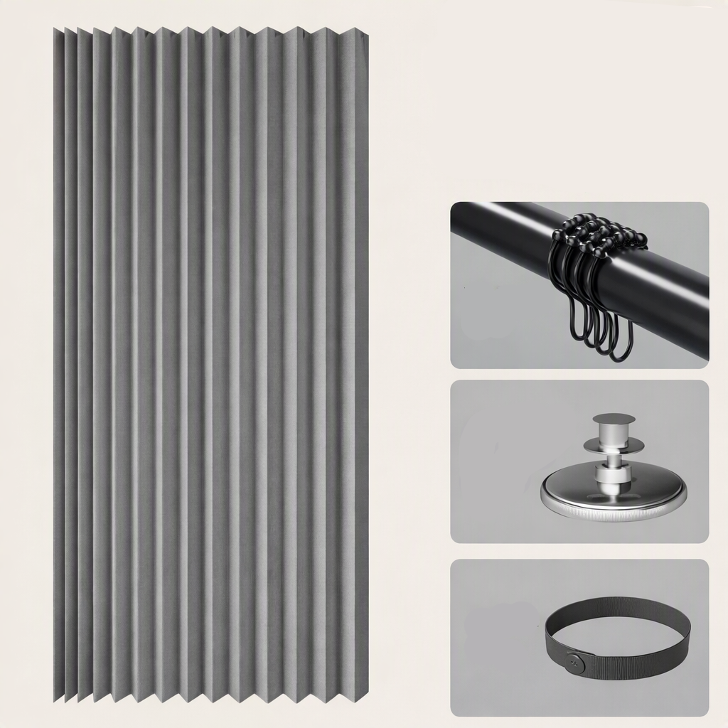 Collapsible Magnetic Shower Screen – Space-Saving Waterproof Bathroom Divider for Wet Rooms & Tub Enclosures | Thomler