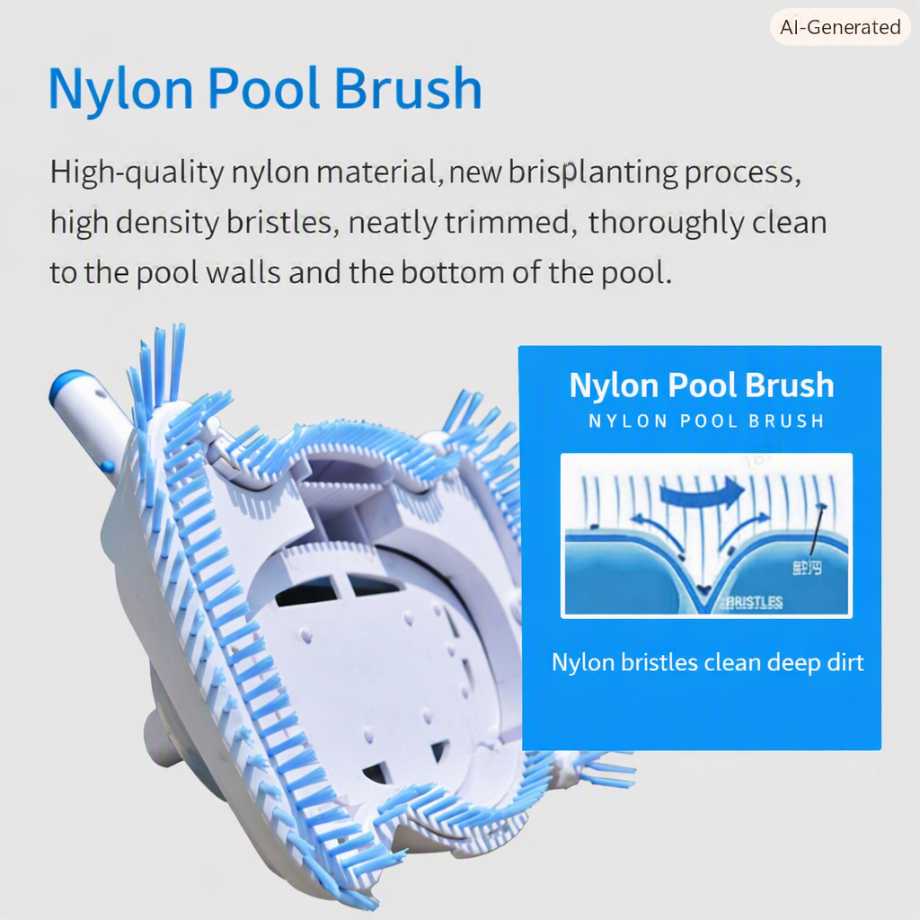 Weighted Pool Vacuum Head with Corner Bristles for Inground & Above-Ground Pools – Swivel Hose Fitting, ABS Frame, Quick-Clip Pole Mount | Thomler