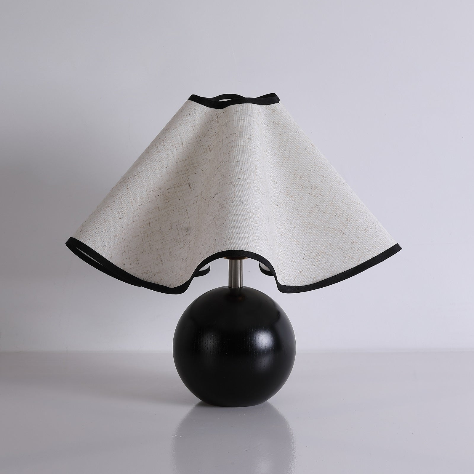 Table Lamp Wood 11.8 in (30.0 cm) Fabric Shade Indoor Desk Bedside Nightstand Light | Thomler