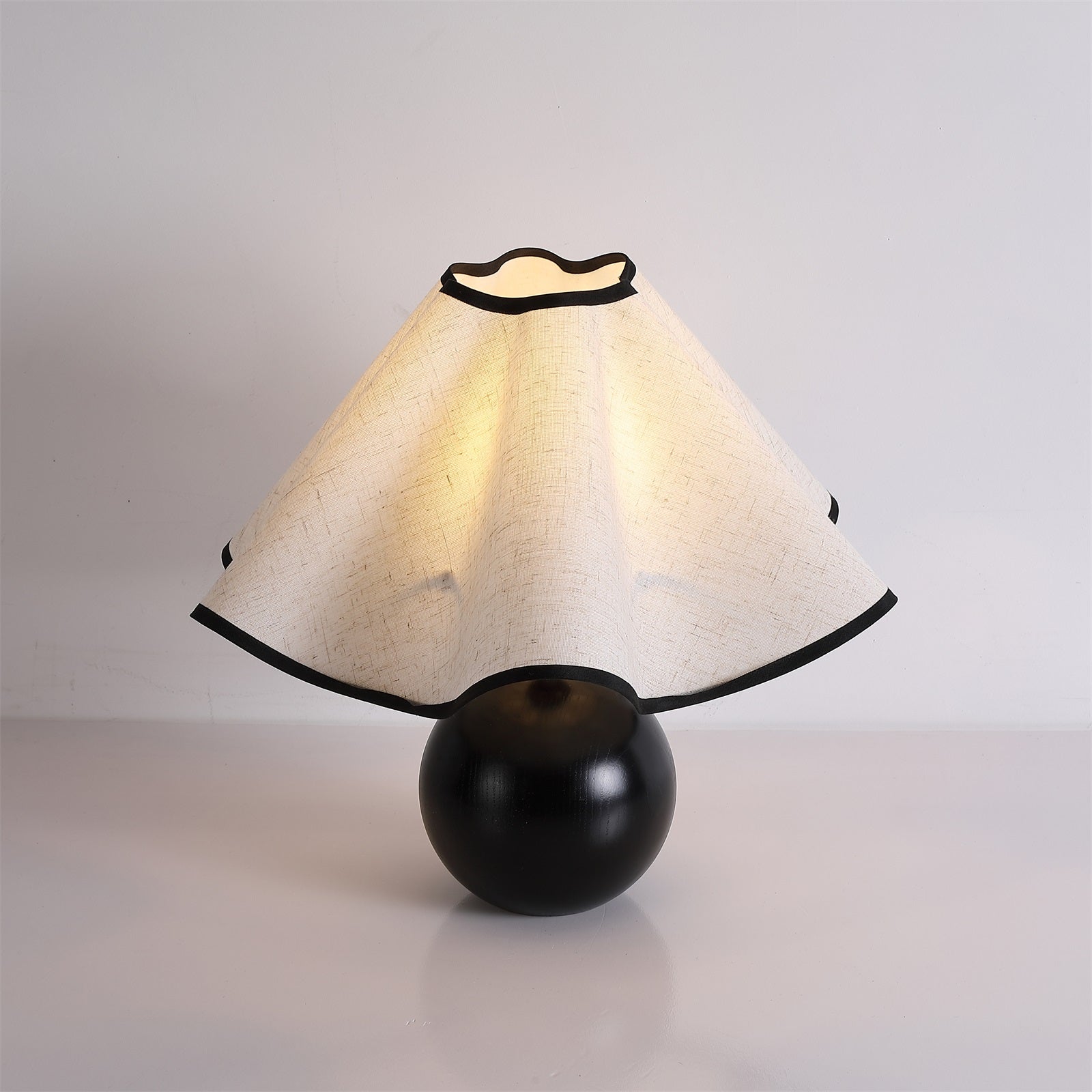Table Lamp Wood 11.8 in (30.0 cm) Fabric Shade Indoor Desk Bedside Nightstand Light | Thomler
