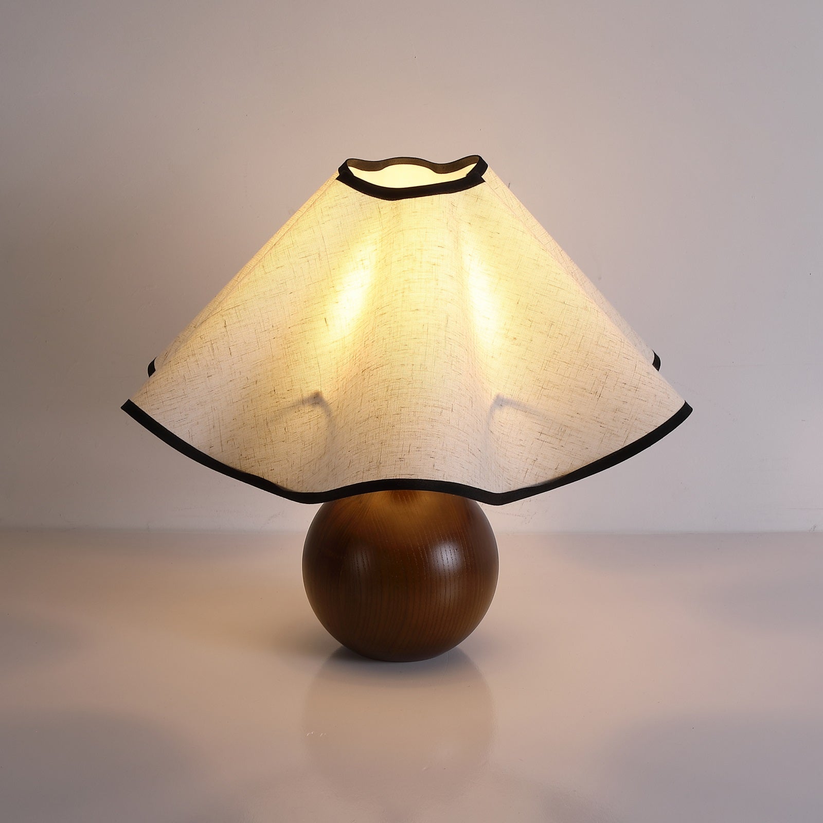 Table Lamp Wood 11.8 in (30.0 cm) Fabric Shade Indoor Desk Bedside Nightstand Light | Thomler